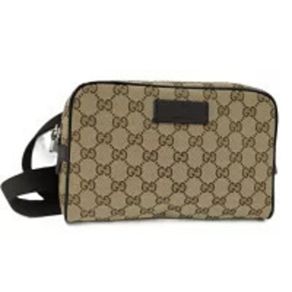Gucci GG Canvas Waist Belt Bag Beige Cream Brown